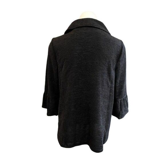 JM Collection Blazer Jacket XS Black Women's Bell-Sleeve Oversized-Button NEW‎ - Picture 2 of 8